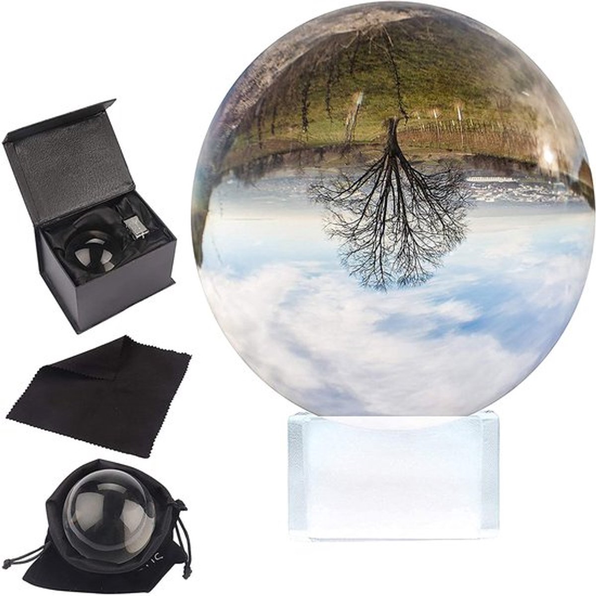Allecto - K9 Kristallen Fotografie Bal - 10cm Heldere Bol Lens - Inclusief Velours