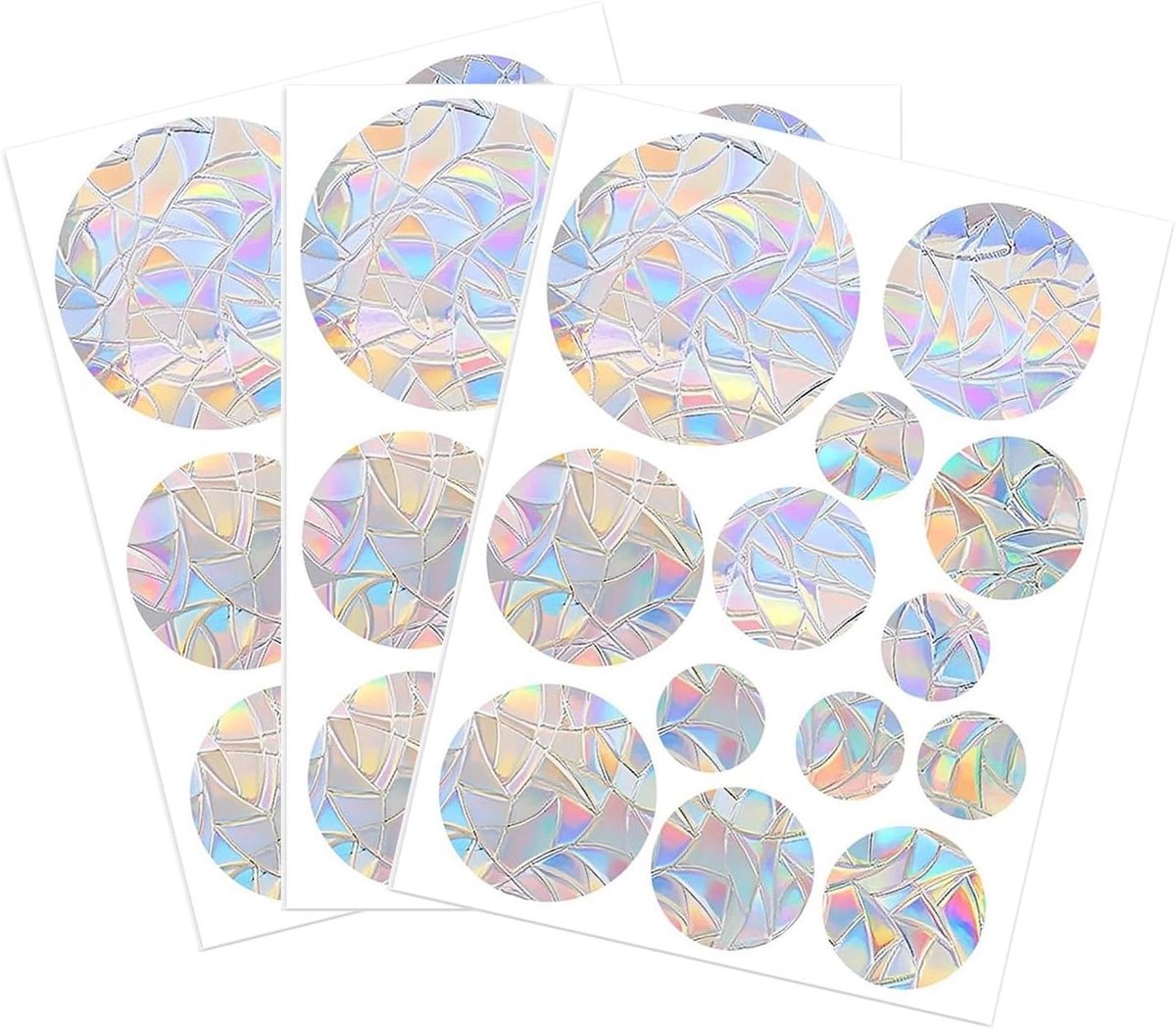 39-delige Anti-Collisie Raamstickers, Prisma Cirkel Stickers voor Vogels, Herbruikbare Regenboog Clips voor Thuis, Keuken en Kantoor Glas