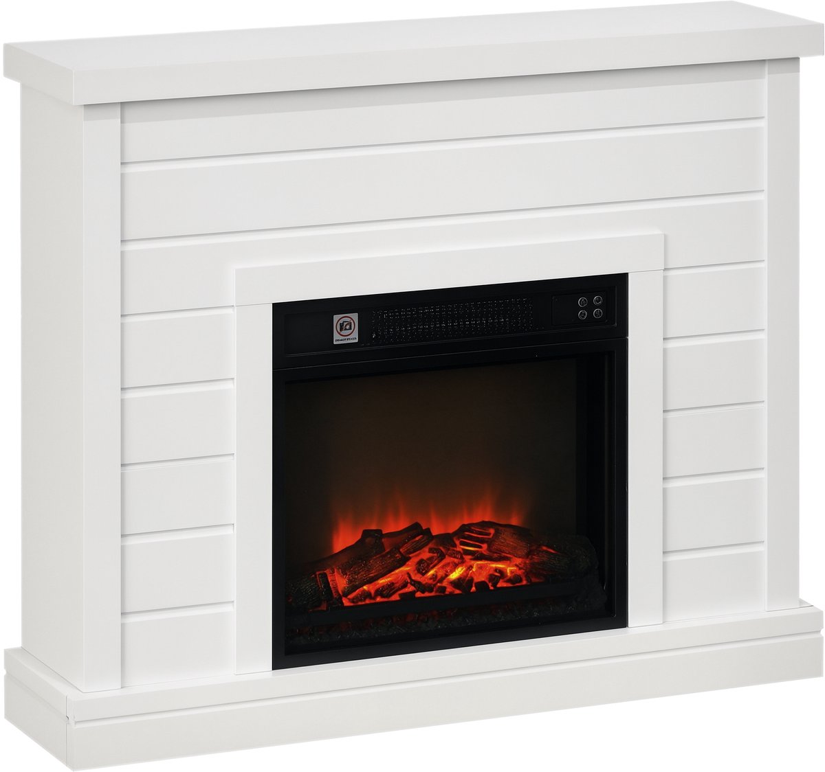 HOMCOM Elektrische Haard Spaanplaat, Metaal 96,5L x 22B x 81,7H cm Wit