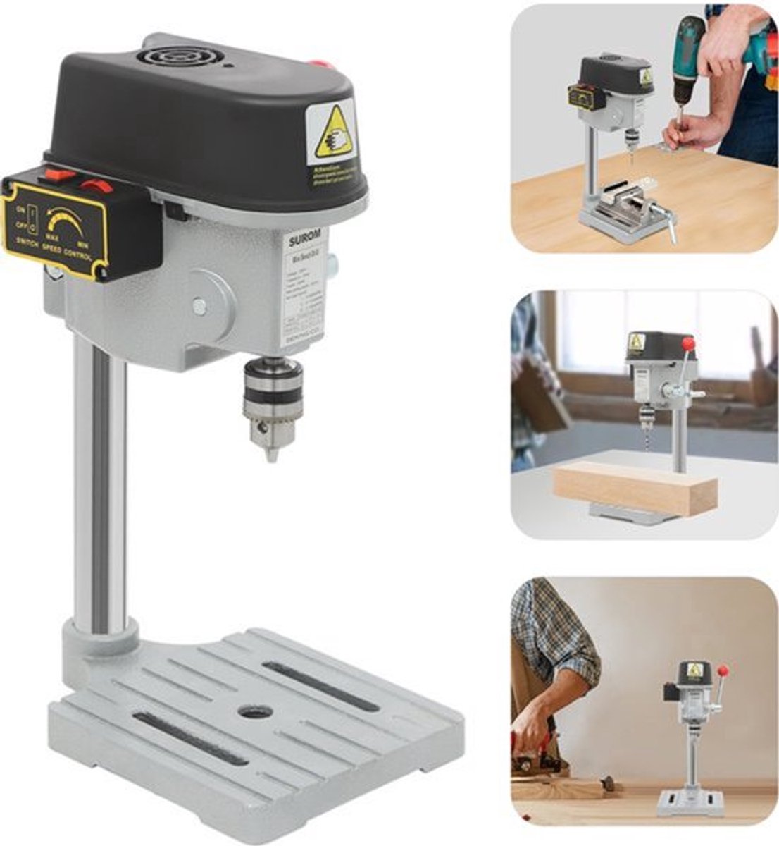 Draagbare Bankboormachine 340 W - 1-10 Mm Klem - Elektrische Metaal En Houtboormachine - Mini Tafelboorgereedschap - 3 Snelheden Verstelbaar