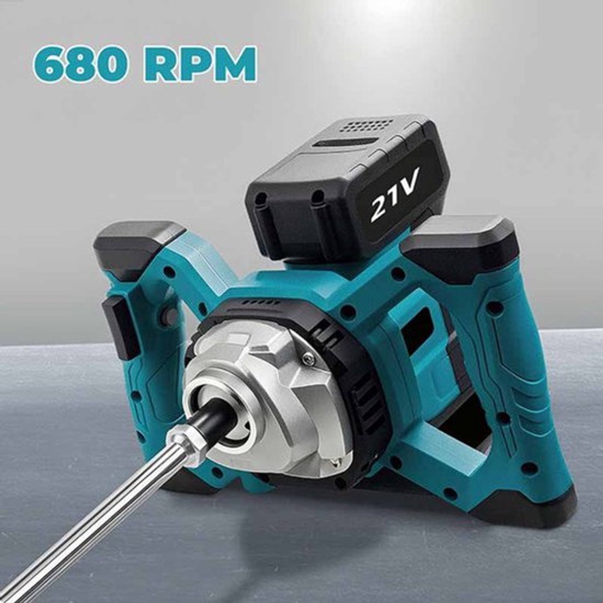 Draadloze Betonmixer - 2 Batterijen - Borstelloze Motor - 6 Snelheden - Voor Cementmortel En Gipsverf - Elektrisch Gereedschap
