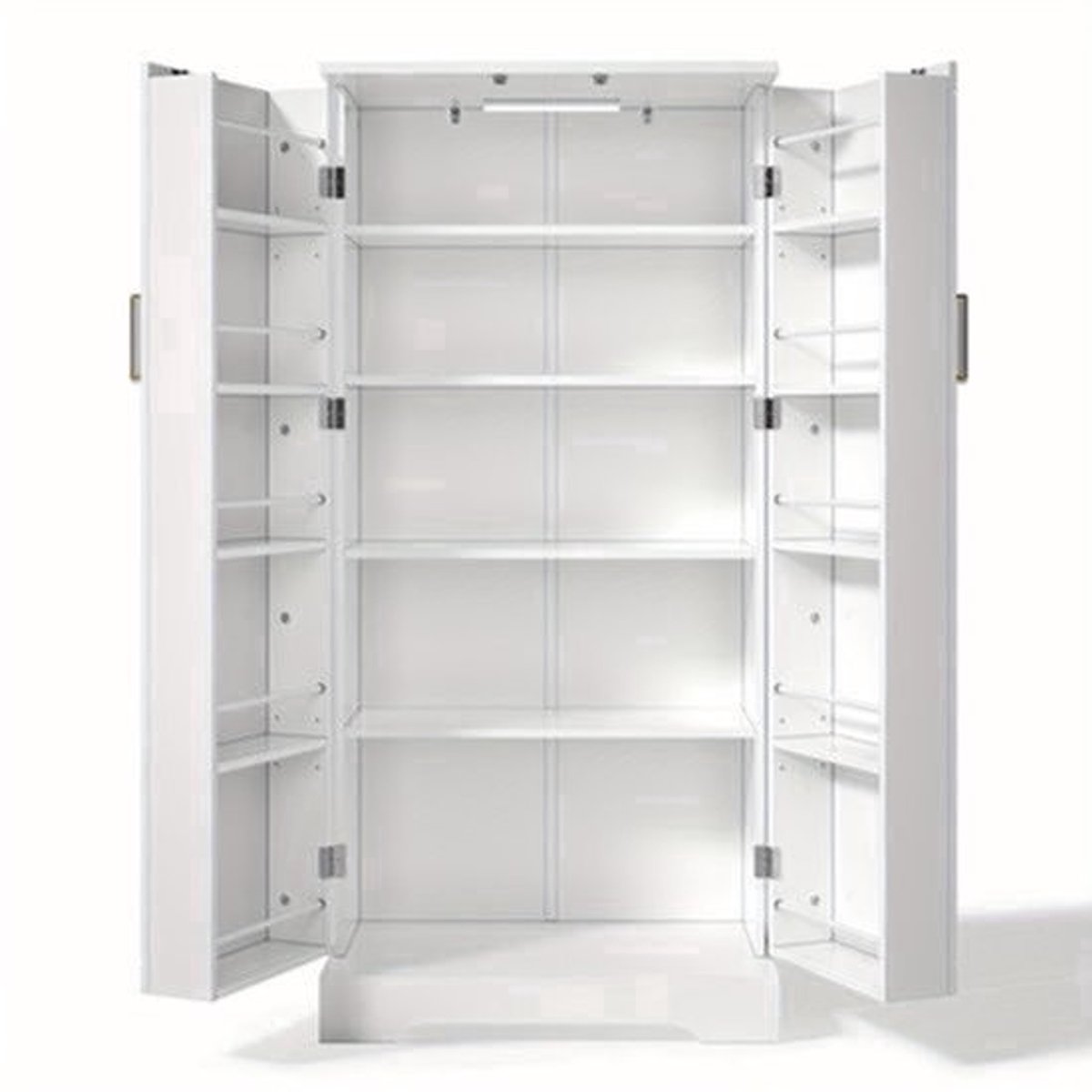 Witte Keukenkast – Opbergkast – Kast – Keukenmeubel – Stellingkast – Verstelbare Planken – Anti-Kantelbeveiliging – Metaal – 60x35x128 cm