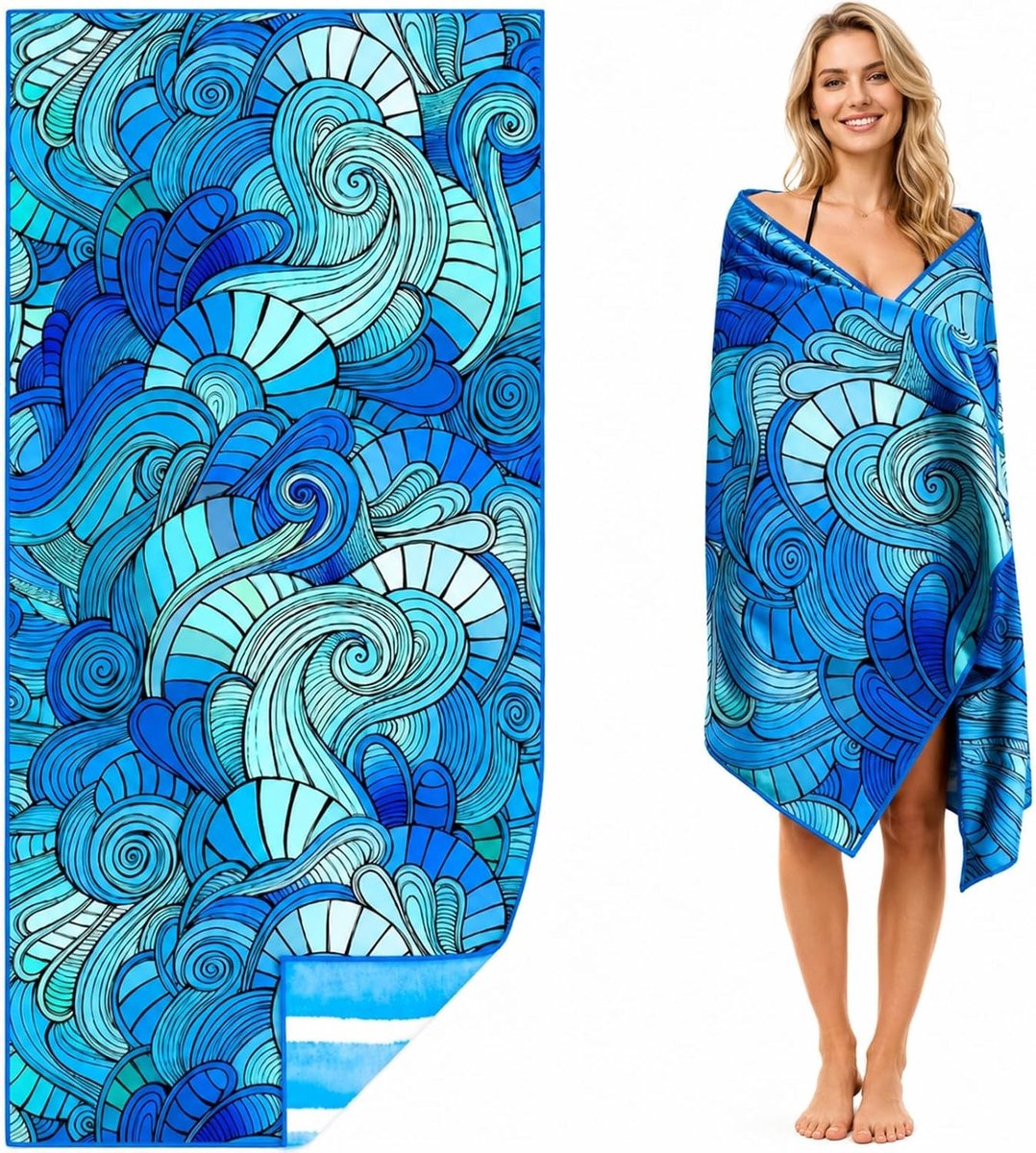 Grote Microvezel Strandhanddoek 80x180cm - Sneldrogend, Absorberend en Lichtgewicht voor Strand, Yoga en Fitness