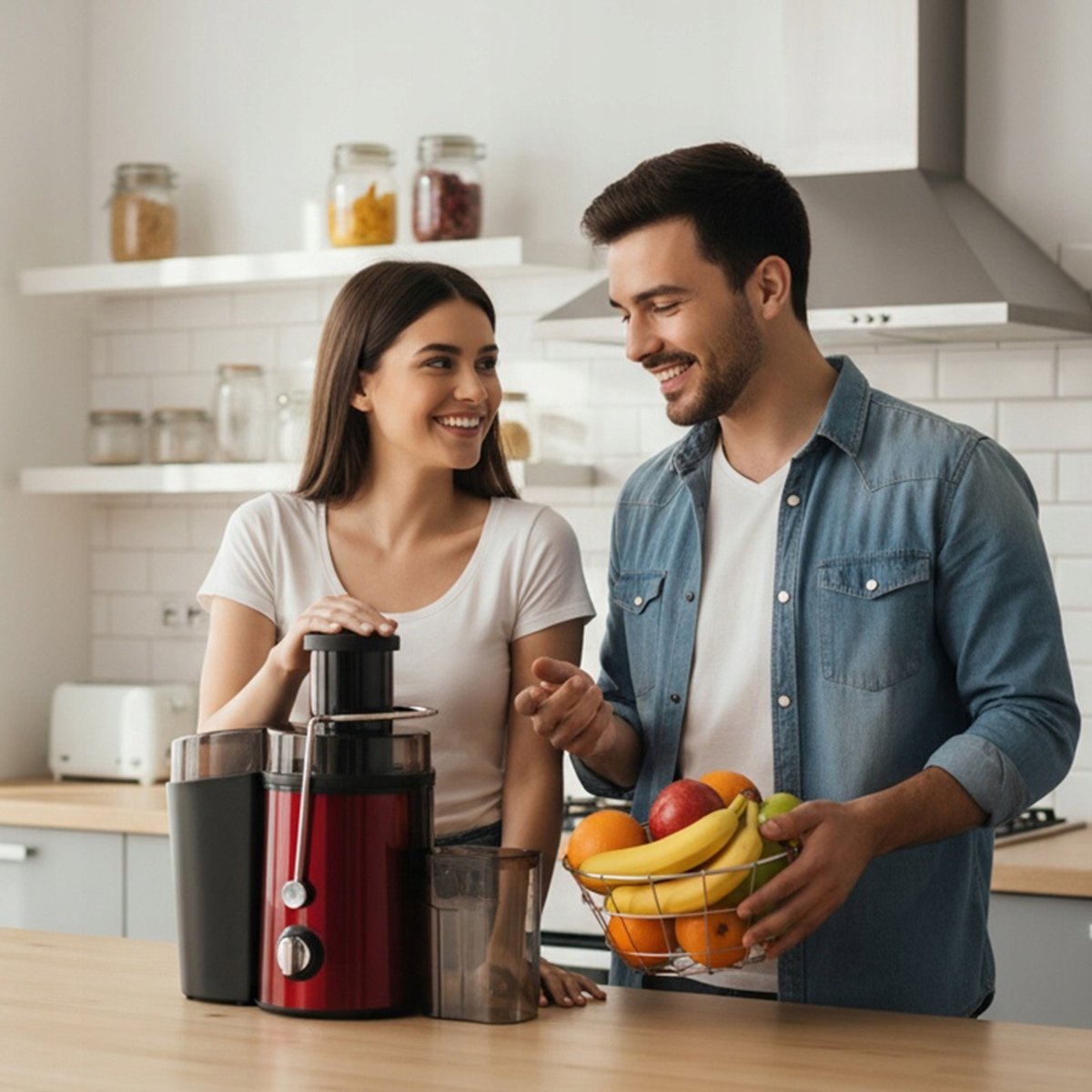 Elektrische Sapcentrifuge - 500 ml Juicer - Fruitpers & Citruspers - Sinaasappelpers - 1000W Motor - 2 Snelheden - Brede Vulopening - Veiligheidsslot - Sapmachine - Voor Groenten en Fruit - Rood thumbnail 4