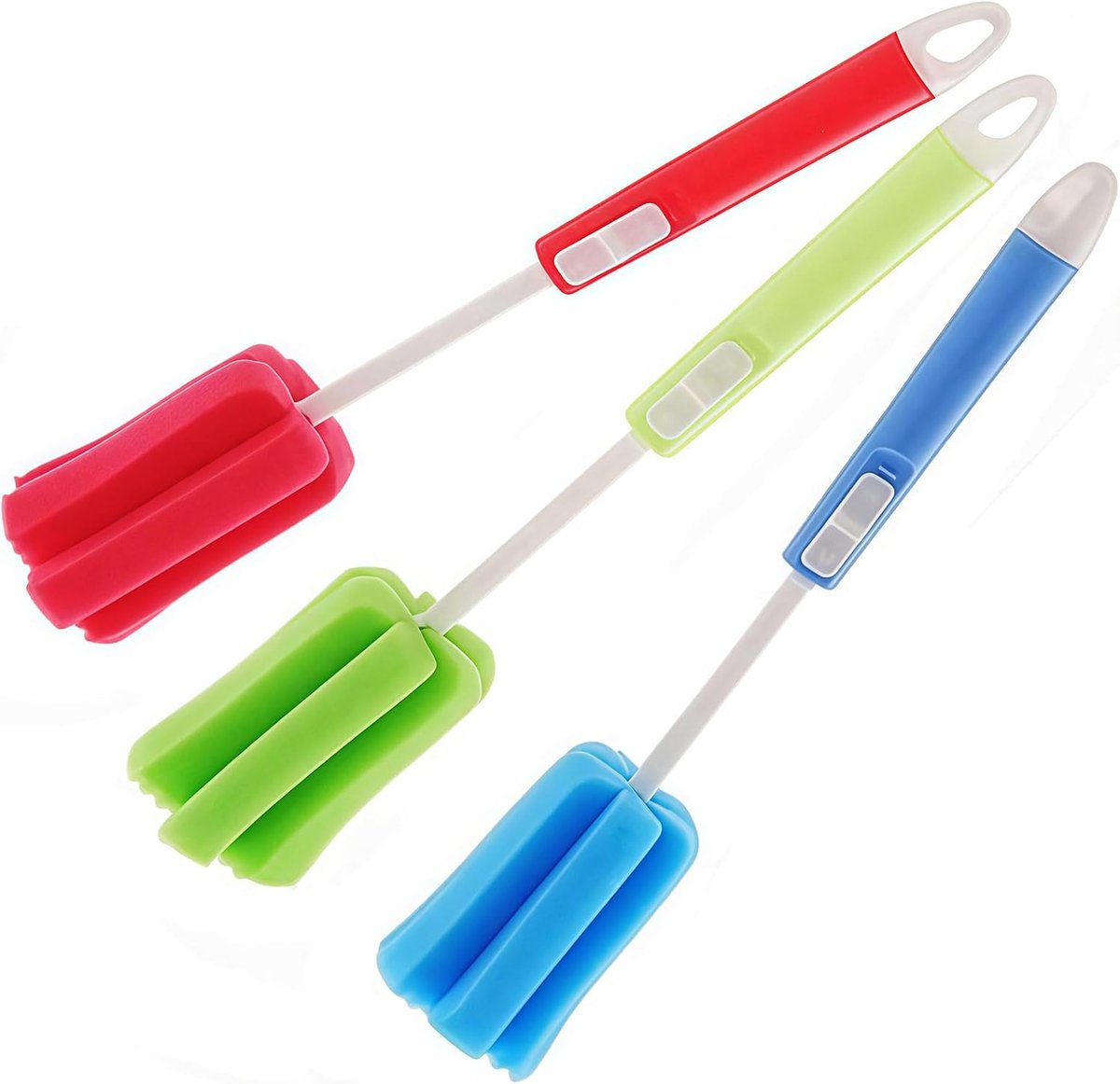 Set van 3 sponsborstels voor het schoonmaken van flessen, kopjes, waterkokers en wijnglazen