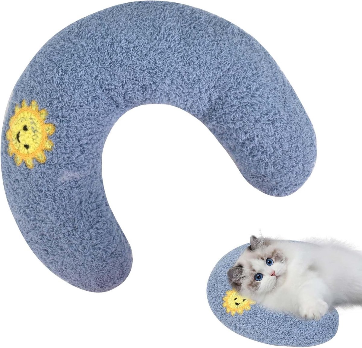 Kattenkussen voor Nekondersteuning, U-vormig Kussen voor Dieren, Kalmerend Speelgoed voor Huisdieren, Bescherming van de Cervicale Wervelkolom van Katten