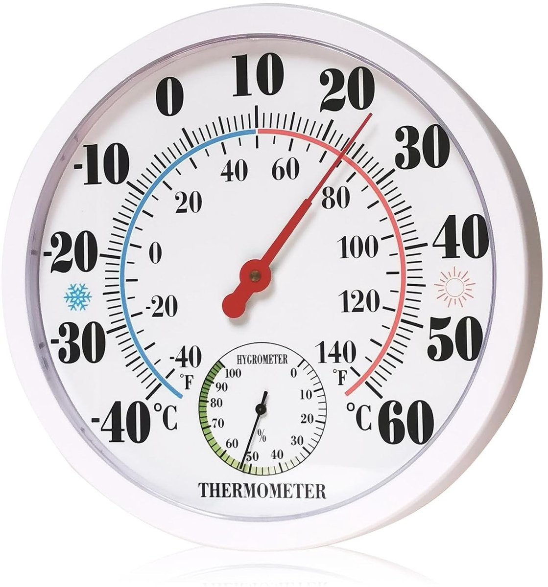 Hygrometer analoog - Wit - 25 cm - Precisie Thermo-Hygrometer voor Binnenklimaatbeheersing