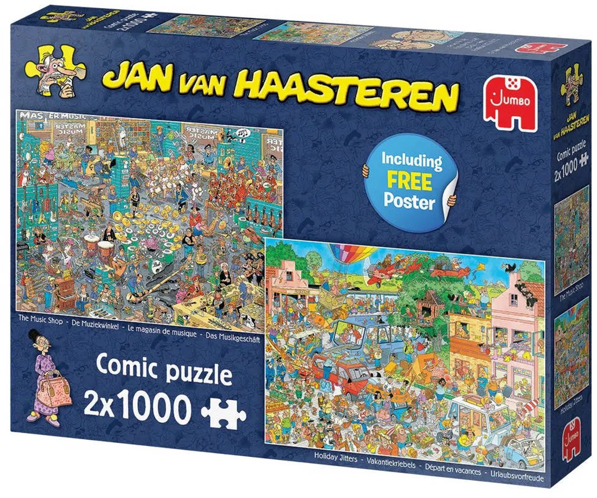 Bol.com Jan van Haasteren - De Muziekwinkel & Vakantiekriebels - 2 x 1000 stukjes - Puzzel aanbieding