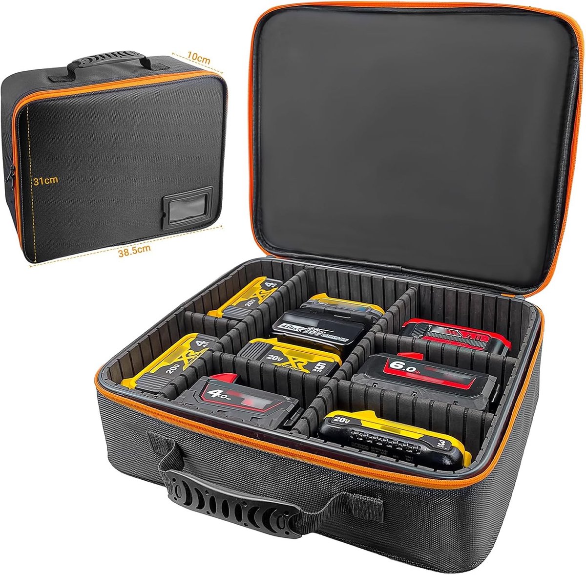 Pistoolkoffer - Zwart - 38,5 x 32 x 10 cm - Harde Waterdichte Opbergtas voor Batterijen en Gereedschap