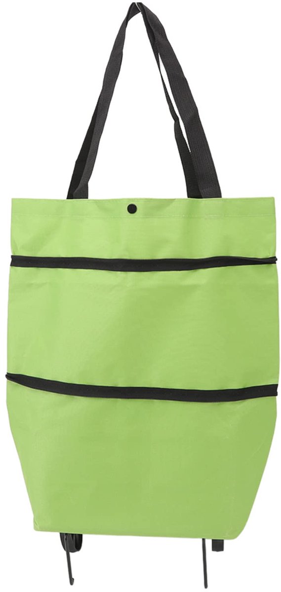 Opvouwbare boodschappentrolley 2-in-1 met wielen, draagbaar, grote capaciteit, licht, voor levensmiddelen (groen) - ShopVlot