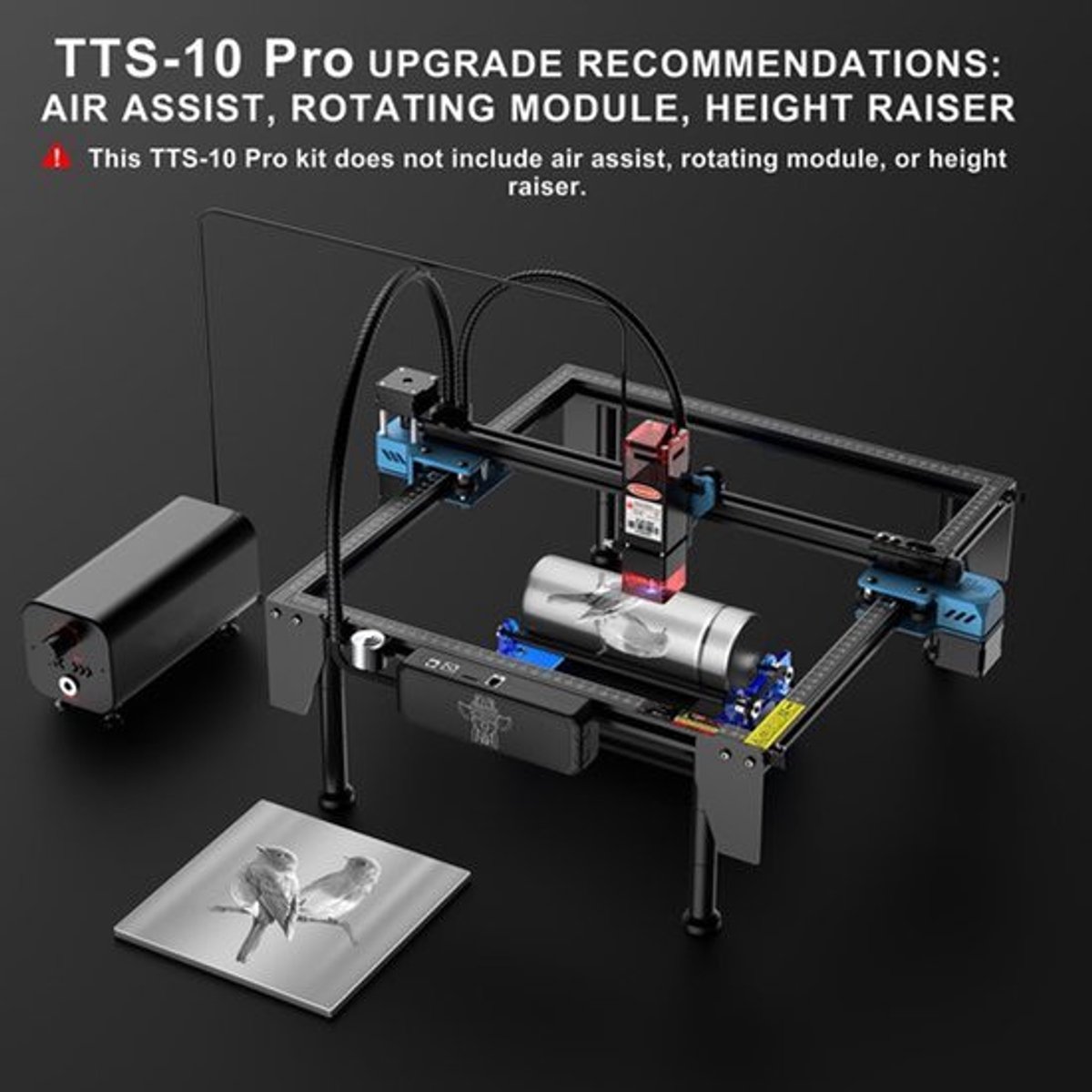 Lasergraveermachine TTS-10 Pro - 10 W Diodelaser - Aluminium Profiel - Wifi En USB - Voor Metaal En Hout