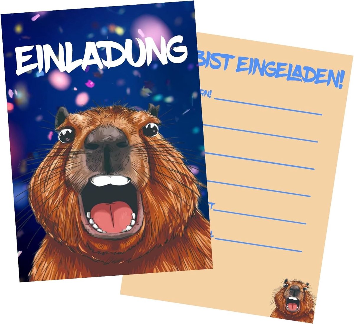 Vrolijke Verjaardagsuitnodigingen voor Kinderen met Capybara Thema - Unieke en Creatieve Kaarten