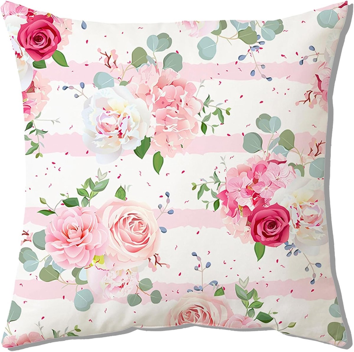Set van 2 Decoratieve Kussenhoezen met Roze Bloemenpatroon voor Sofa, Stoel en Bed - 45 x 45 cm Kussenslopen