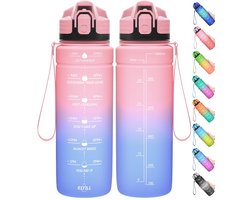 Coolfel sportwaterfles 2 l, 1,5 l, 1 l, 700 ml, 500 ml, lekvrij, motiverende waterfles met tijdmarkering, BPA-vrije - ShopVlot