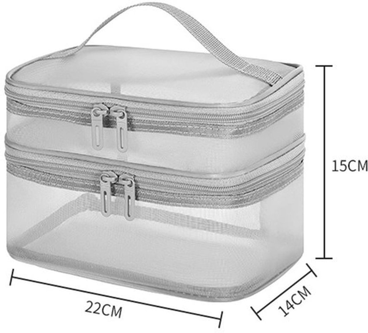Make-uptas Dubbellaags - PVC-materiaal - Mesh Design - Reistas - Opbergtas - 27x13.5x31cm - Duurzaam en Praktisch - Cosmetica Tas
