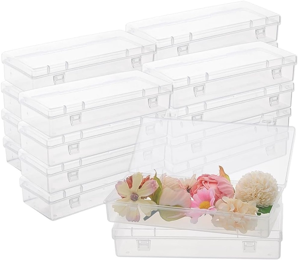 20 Stuks Plastic Opbergdozen met Scharnierdeksel, Transparante Dozen voor Sieraden, Knutselspullen en Organisatie