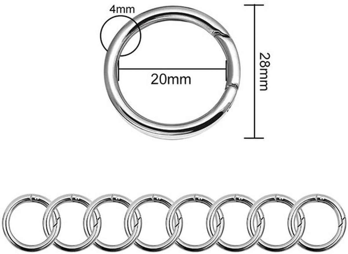 - Ronde karabijnhaken - Sleutelhanger - 30 stuks - Zilver - Ringen - Ideaal voor accessoires en klikhaken