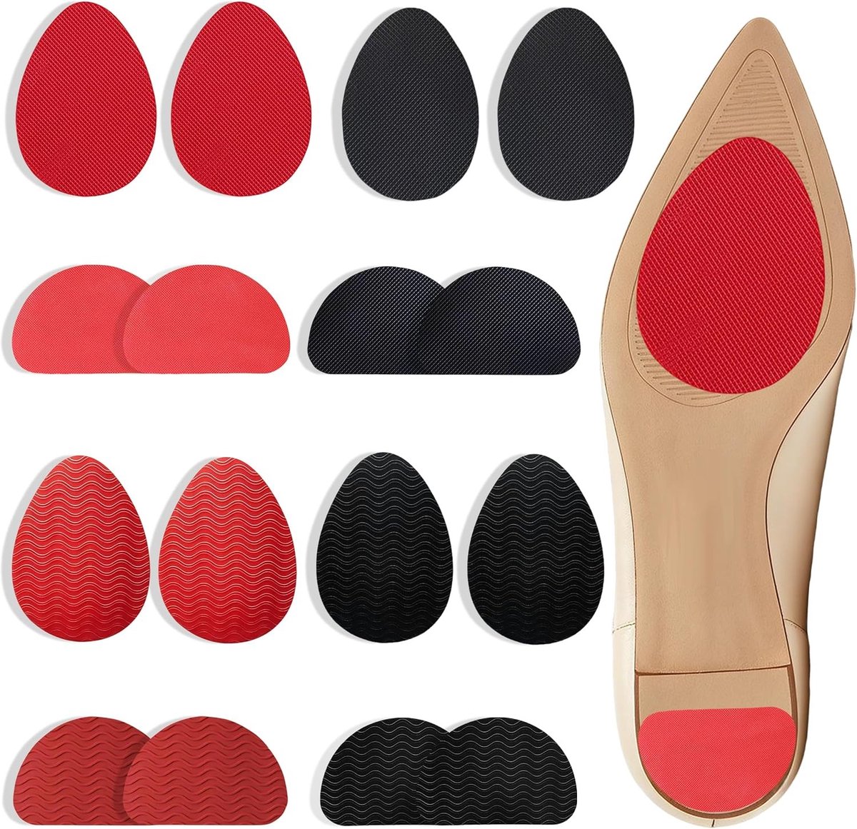 Non-slip schoen grips, 16 stuks zelfklevende rubberen zolen voor hoge hakken, canvas en leren schoenen