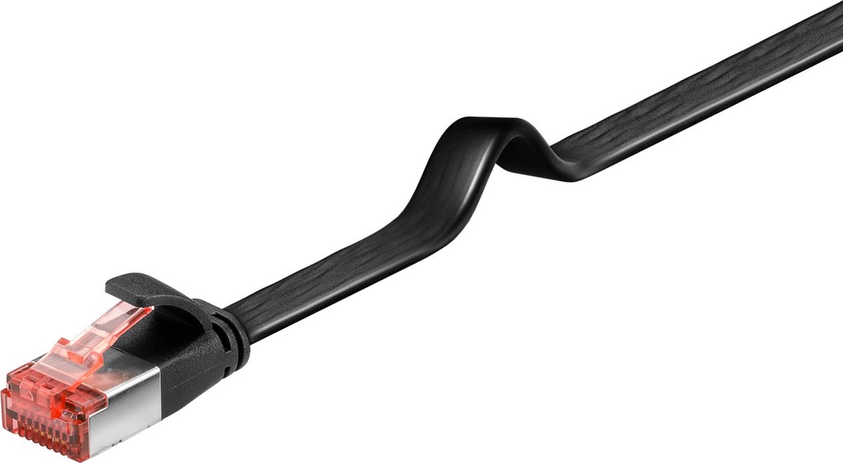 Goobay Platte CAT 6 netwerkkabel, U/FTP, zwart, koperen geleider, 15 m