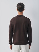 Next - Heren - Gebreid poloshirt met lange mouwen - Bruin