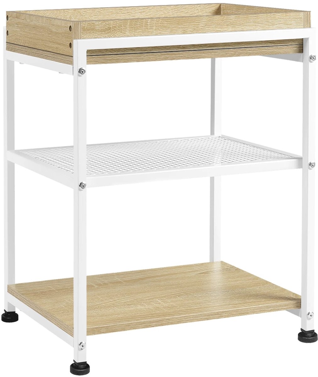 Klarven® Opbergwagen op Wielen Lichteiken - Opbergkar - Rolwagen - Opbergrek Op Wielen - 3 Niveaus, Draagvermogen 30 kg - Afneembaar Bovenblad, 2 Vergrendelbare Wielen - B40xD30xH53,7cm