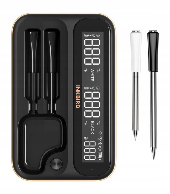INKBIRD INT-12-BW Luxe Gift Box Black Edition – Bluetooth & WiFi BBQ Thermometer – Digitale Vleesthermometer met App – Draadloze Keukenthermometer voor Barbecue, Grill, Oven en Sous-Vide