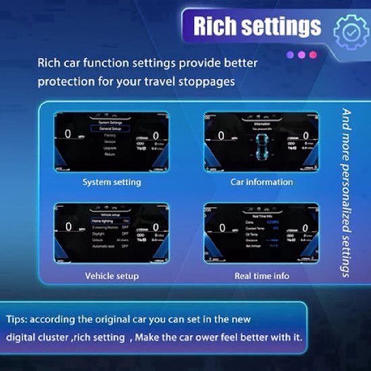 12,3 Inch Digitaal Dashboard – Virtuele Cockpit – LCD Instrumentenpaneel – Snelheidsmeter – Auto Display – Met HUD – Hoge Resolutie 1920x720 – Apple CarPlay Ondersteuning