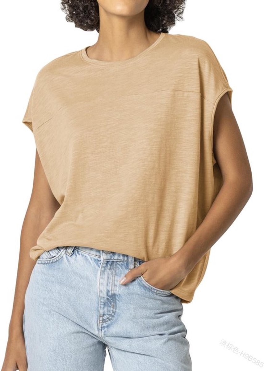 Dailygoods- T-shirt dames Zomer Korte mouwen Basic top Ronde hals Ademend Zwart