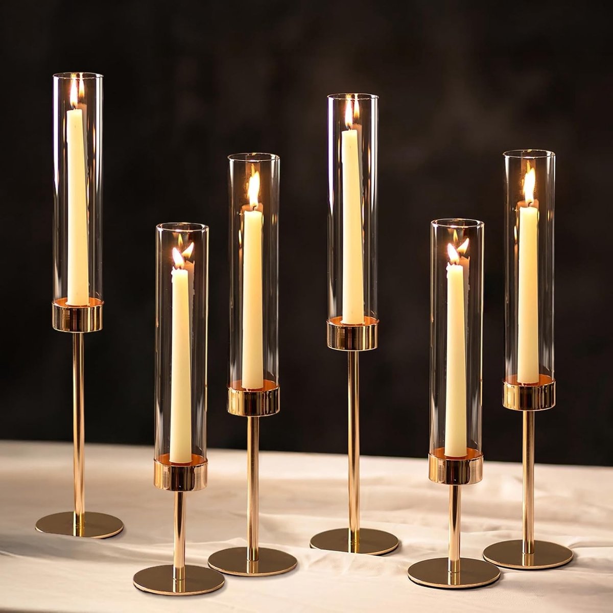 Cylindrische Kaarsenhouders voor Tafeldecoratie - Set van 6 Heldere Bougeoirs voor Bruiloft en Eetkamer