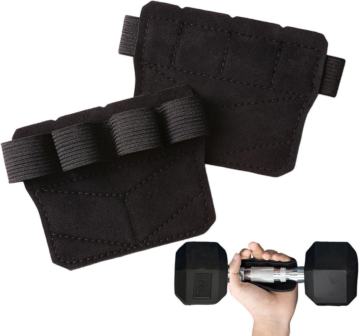 Leren Grippads voor Fitness - Antislip Grip Pads voor Pull-Ups en Krachttraining - Ademend en Comfortabel voor Mannen en Vrouwen - 9.5 x 7.5 cm