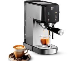 Espressomachine - 20 Bar Hogedruk - 1450 W Vermogen - 1 Liter Watertank - Roestvrij Staal - Touchscreen Bediening
