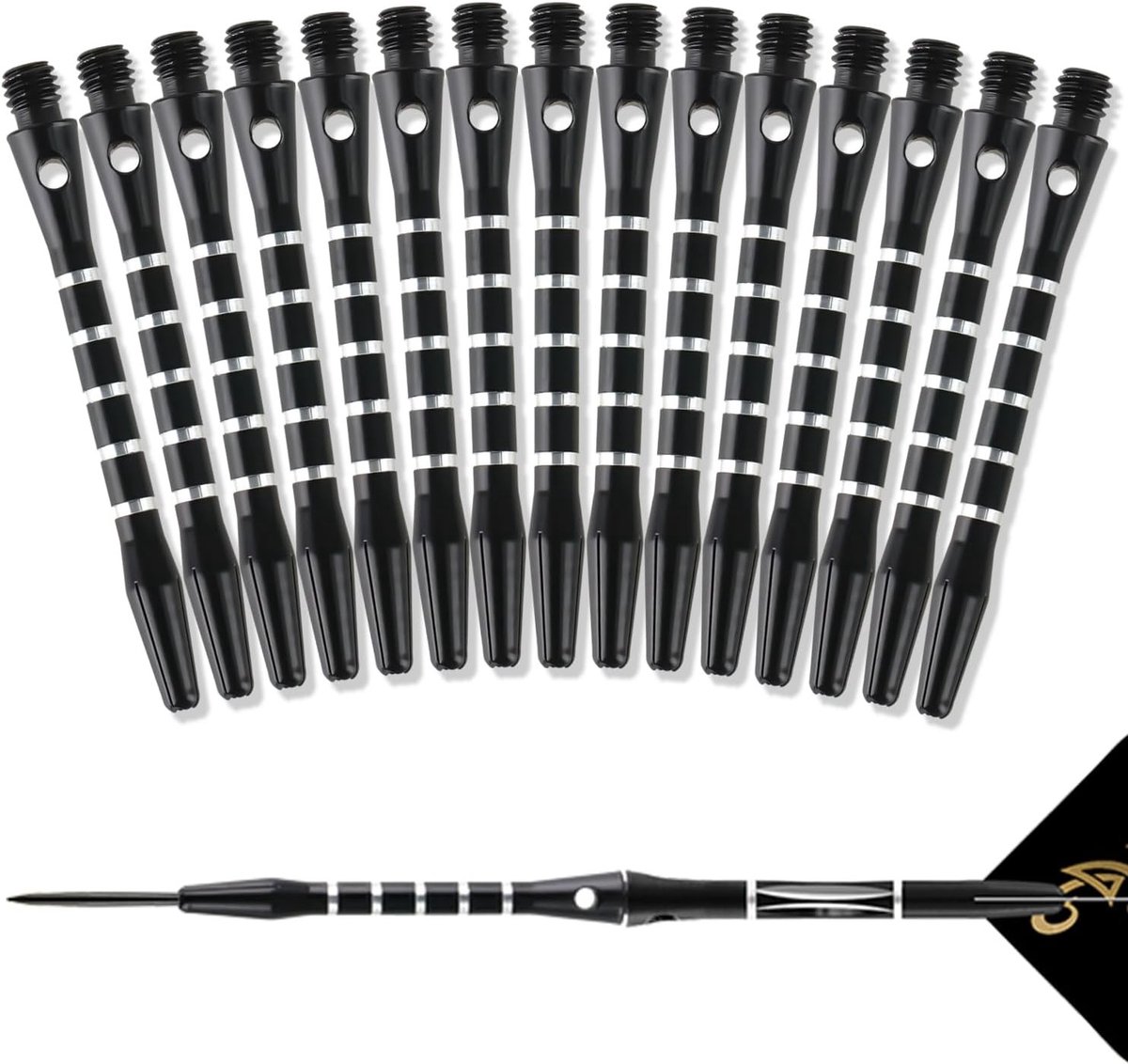 Aluminium Darts Stems 15 Stuks met O-Ring voor Soft en Steel Darts - Universele 2BA Dartschafts in Zwart