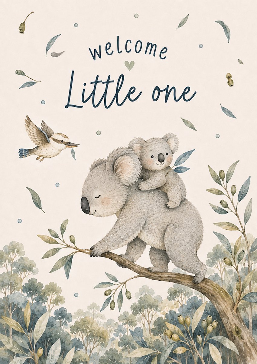 Felicitatiekaart geboorte met koala’s – Welcome Little One – A6 babykaart