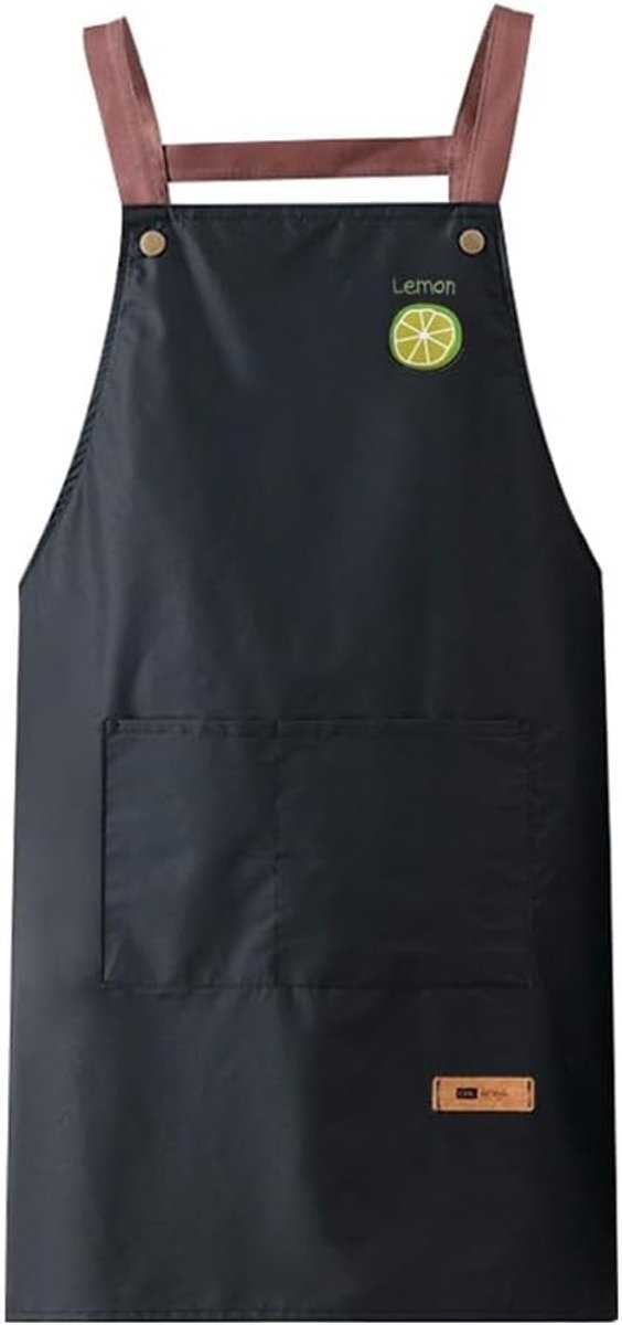 Verstelbare Keuken Schort voor Mannen en Vrouwen - Waterdicht H-Back Schort met 2 Zakjes - Ideaal voor Barbecue, Koken en Bakken, Zwart