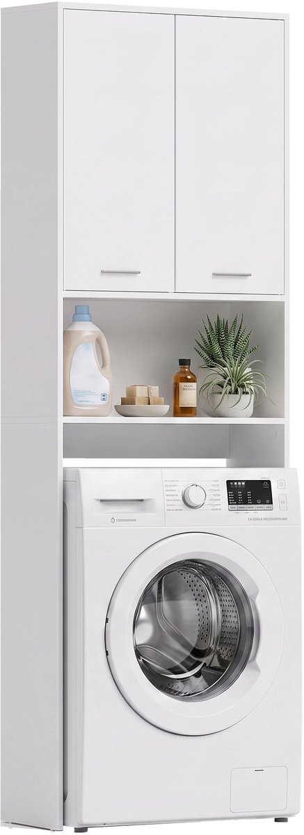 HOMCOM Over Washing Machine Cabinet-Spanplatte-Weiß