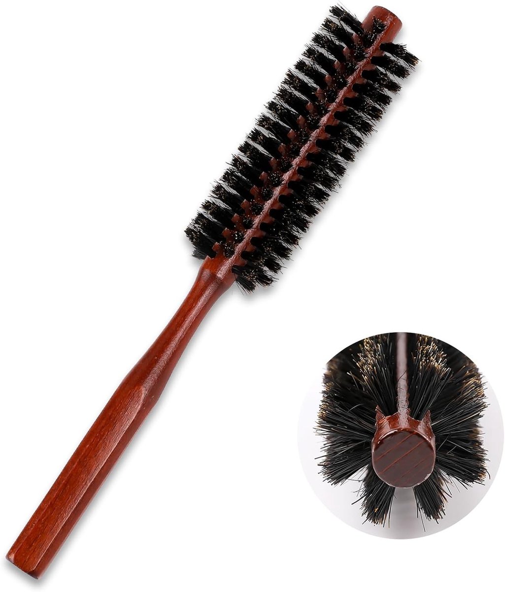 Natuurlijke Borstel voor Dun of Kort Haar, Reiskwast met Houten Handvat, Volume en Mini Baardborstel voor Mannen, Ideaal voor Dagelijks Gebruik