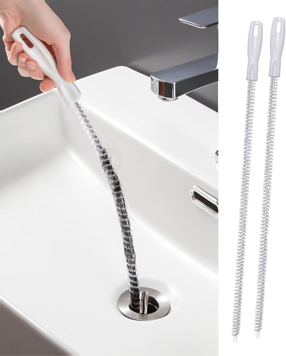 2 Stuks 60 cm Flexibele Afvoerborstels voor het Verwijderen van Verstoppingen, Ideaal voor Badkamer, Keuken en Douche