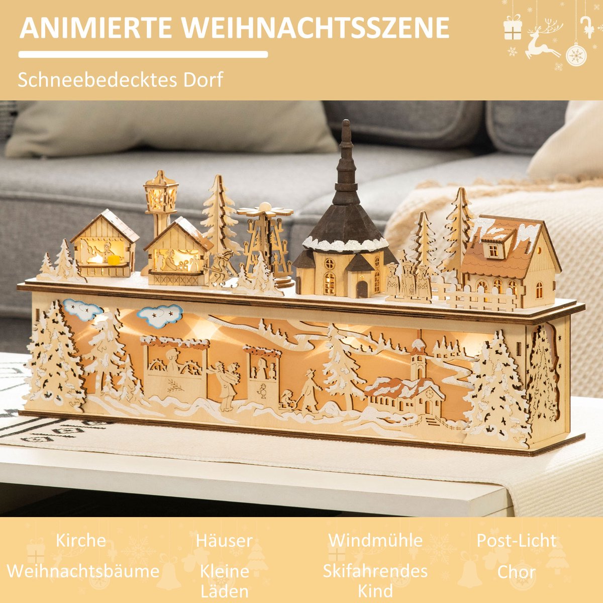 HOMCOM Kerstdorp met LED-verlichting 830-516V00 – foto 5