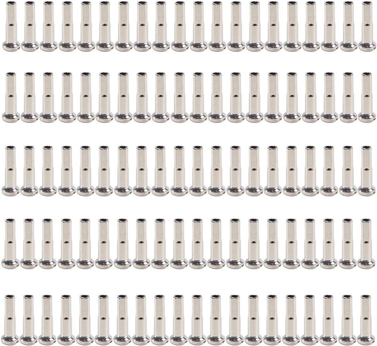 Set van 100 Fietsspaaknippels Geschikt voor 14G/2mm Spaak - Vervangaccessoires voor Mountainbike en Racefiets in Zilver Staal (16mm)