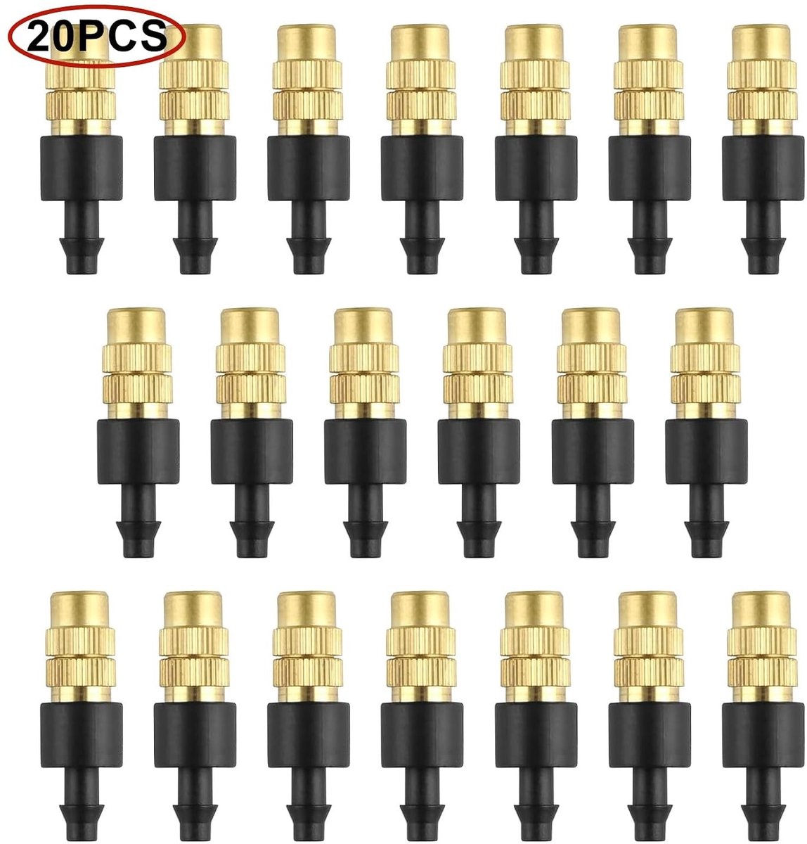 20 Stuks Messing Micro Sprinklers voor Tuin en Kweekhuis, Verstelbare Mist Sprinklers voor Zaaien en Water geven