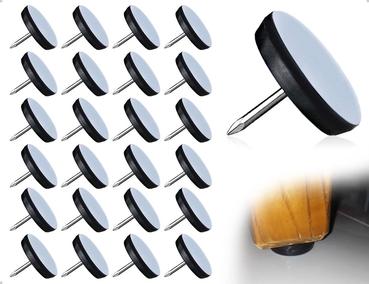 Set van 24 Teflon Meubelglijders, Effectieve Vloerbescherming voor Meubels en Vloeren, Ronde Blauw, 19mm, Ideaal voor Stoelen en Tafels