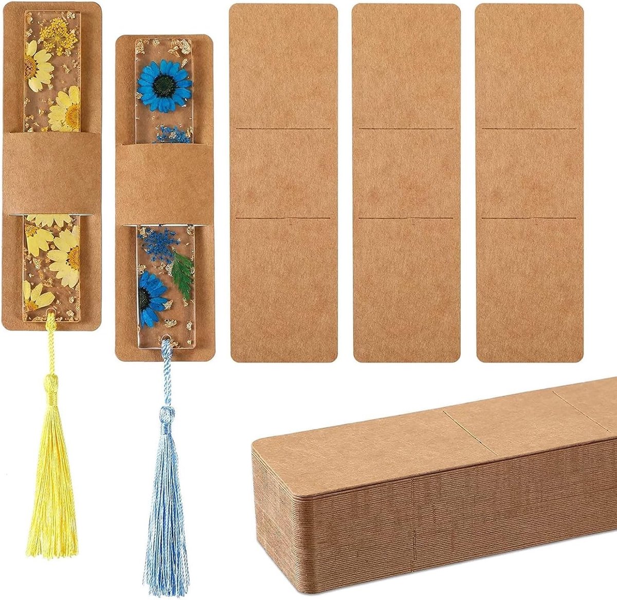 Kraft Boekenleggers voor Verpakking, 50 Stuks, Duurzame Resin Bookmark Beschermers voor Kleine Ondernemingen