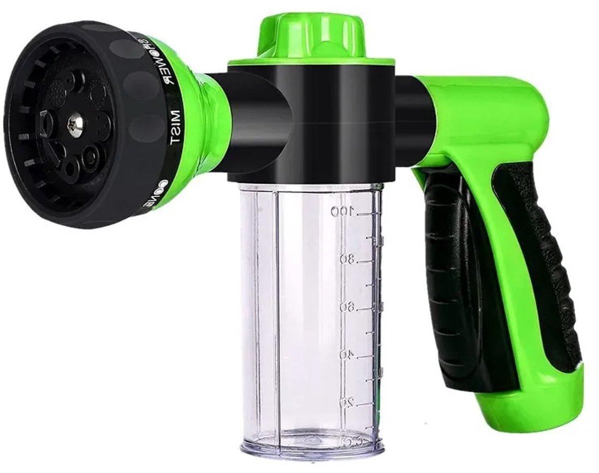 HOB Tuinsproeier met Zeep Dispenser - Huisdier Douche - Auto Wassen - Tuinslangsproeier - Spuitpistool - 8 Sproeistanden