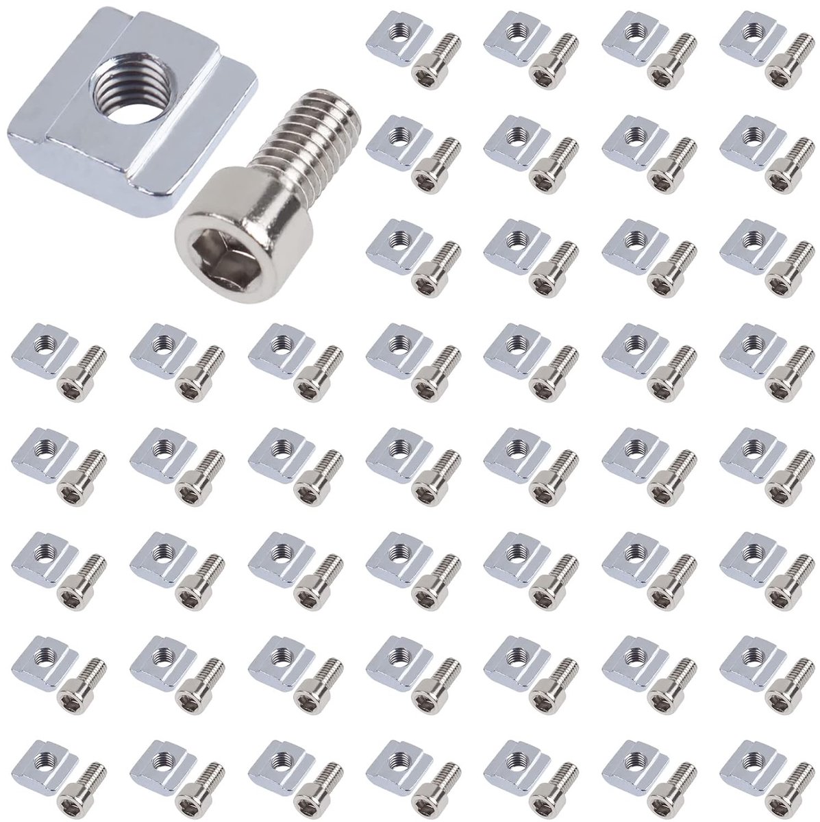 Set van 50 Slotted Nuts M6 en M5 T-Nut Type B van Koolstofstaal voor Aluminium Profielen en T-Groeven