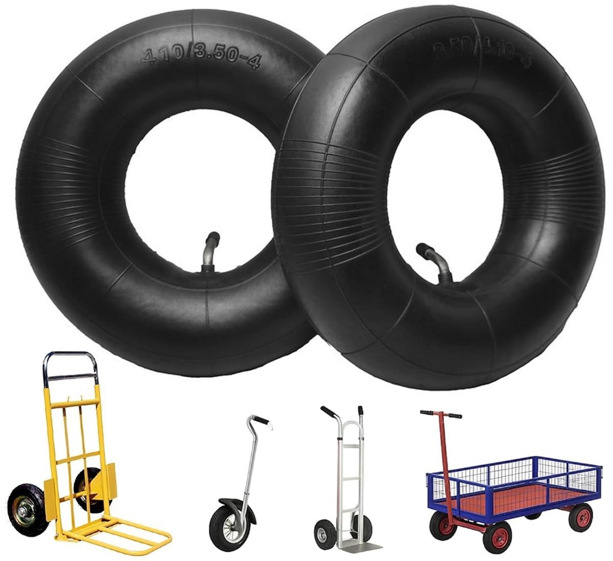 Kruiwagenband - Zwart - 4.10/3.50-4 - Rubber Binnenbuis - Voor Kruiwagens en Steekwagens