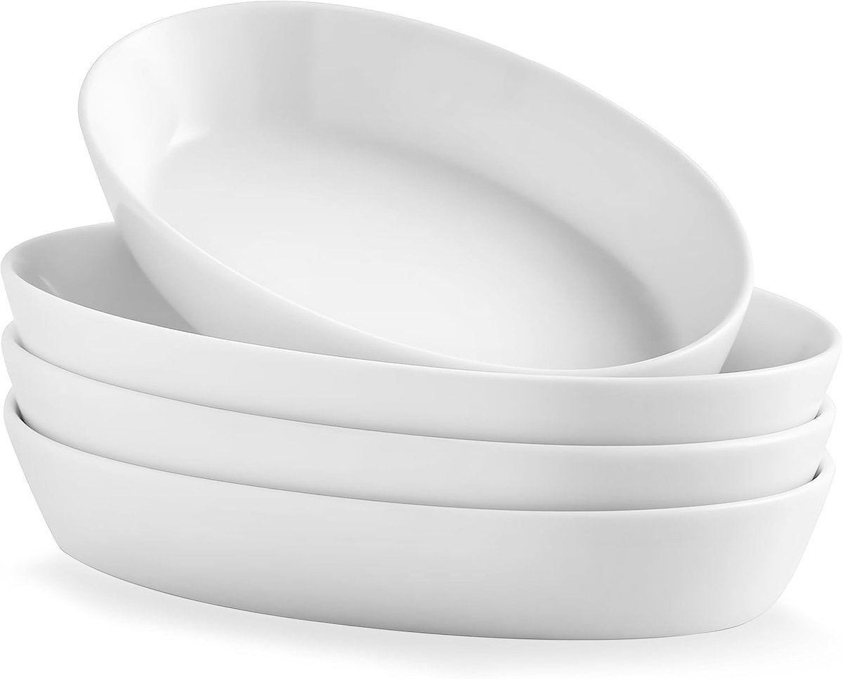 Keramische ovenschaal - Wit - Set van 4 - Kleine Keramische Bakvormen voor Oven - Voor Individuele Ovenschotels
