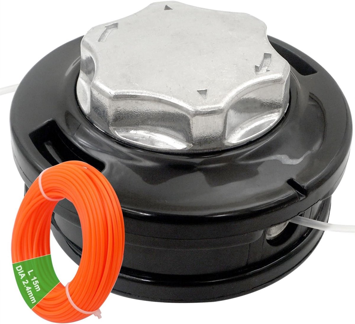 M10 x 1.25 Linkshandige Automatische Universele Draadvervanging voor Trimmer met Dubbele 2 Lijn Spoelkop en 15m 2.4mm Strimmer Draad voor Tuinonderhoud