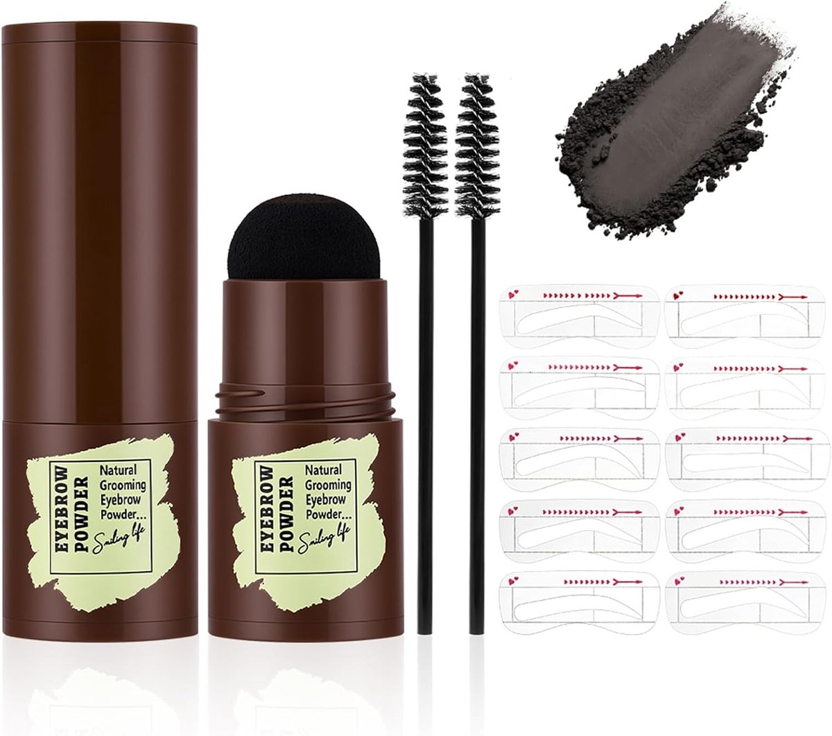 Complete 13-delige Set voor Oogbrauwpoeder met Brow Stamp en Vormingstools voor Perfecte Ogen