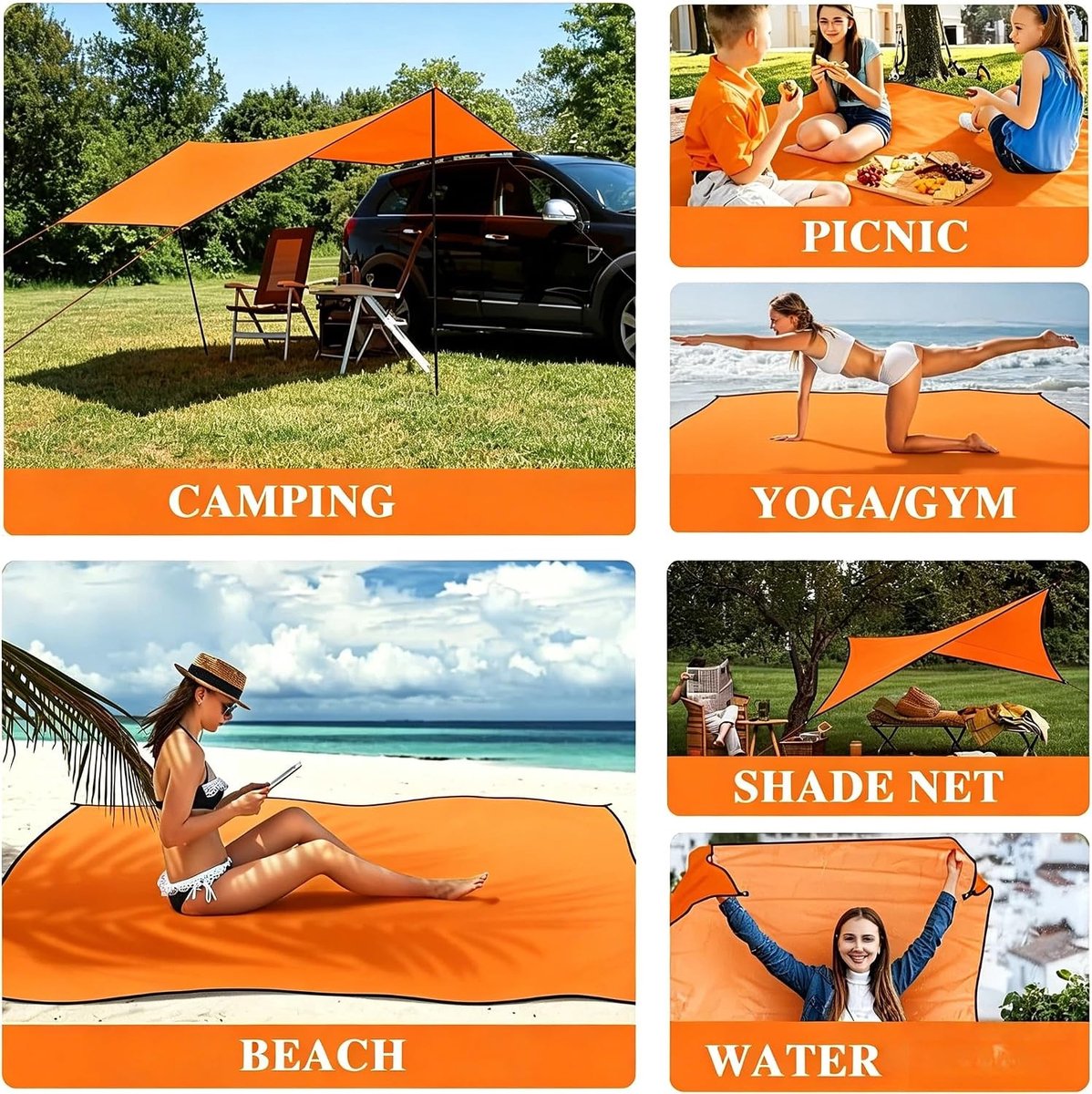 Ultralichte Tarpaulin en Vloermat voor Kamperen, Picknicken en Strand, Waterdicht en Duurzaam voor 1 tot 4 Personen, Perfect voor Buitenactiviteiten