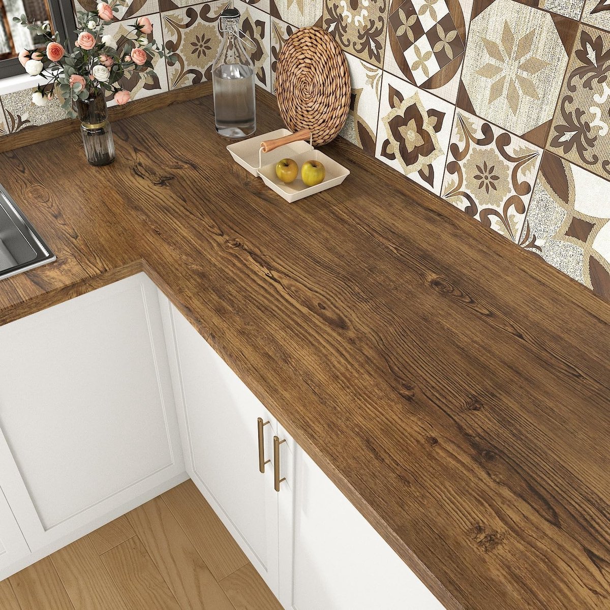 Vintage Houten Effect Behang voor Keuken 40 x 800cm - Zelfklevend Vinyl voor Meubels, Werkbladen en Tafels, Duurzaam en Waterbestendig